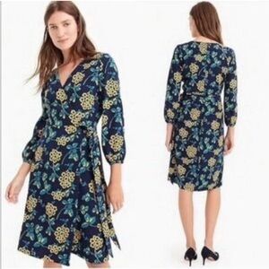 J.Crew Golden Floral Wrap Dress 365 Crepe SIZE 2